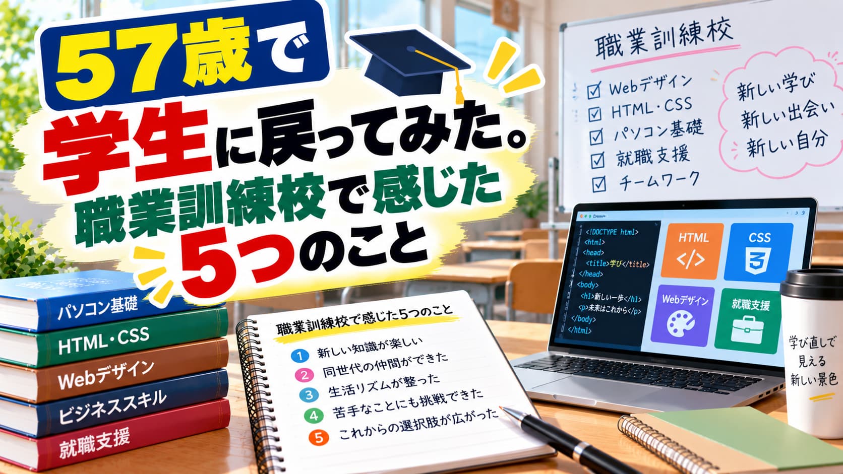 57歳で学生に戻ってみた。職業訓練校で感じた5つのことのアイキャッチ画像