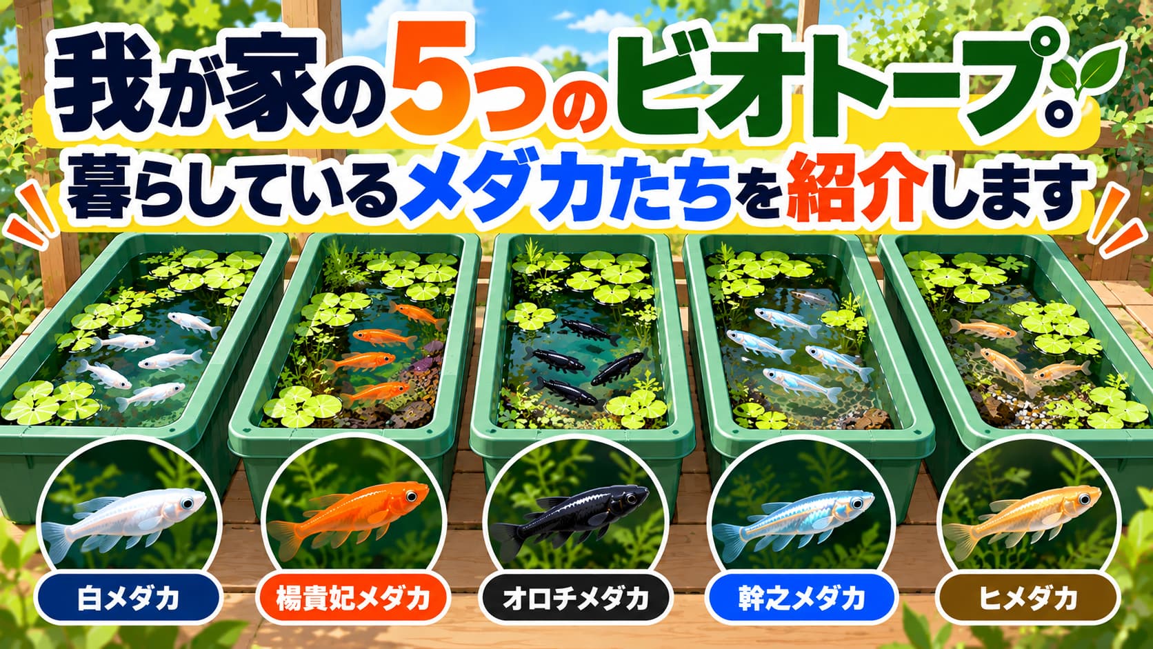 我が家の5つのビオトープ。暮らしているメダカたちを紹介しますのアイキャッチ画像