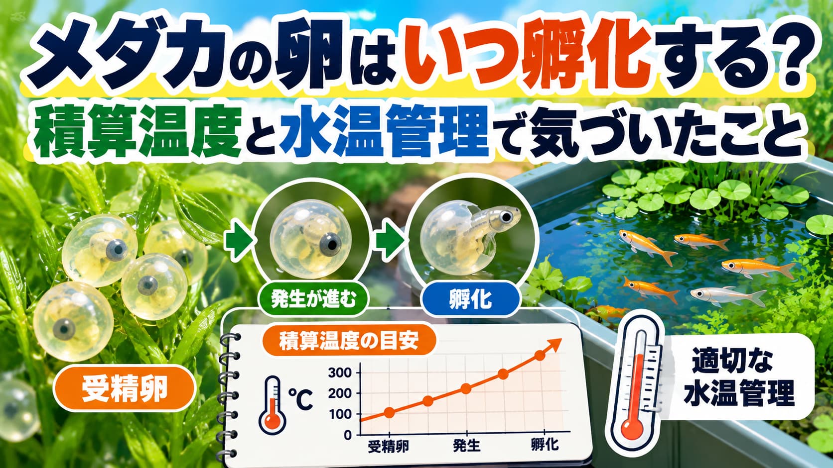 メダカの卵はいつ孵化する？積算温度と水温管理で気づいたことのアイキャッチ画像