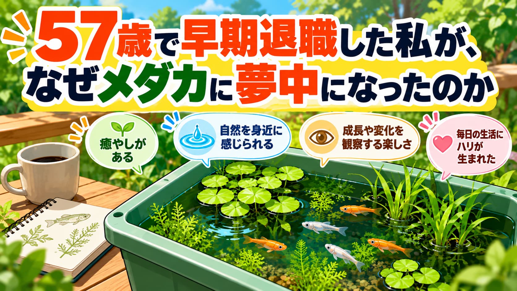 57歳で早期退職した私が、なぜメダカに夢中になったのかのアイキャッチ画像