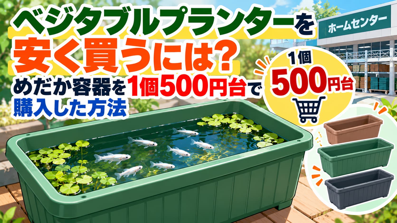ベジタブルプランターを安く買うには？めだか容器を1個500円台で購入した方法のアイキャッチ画像